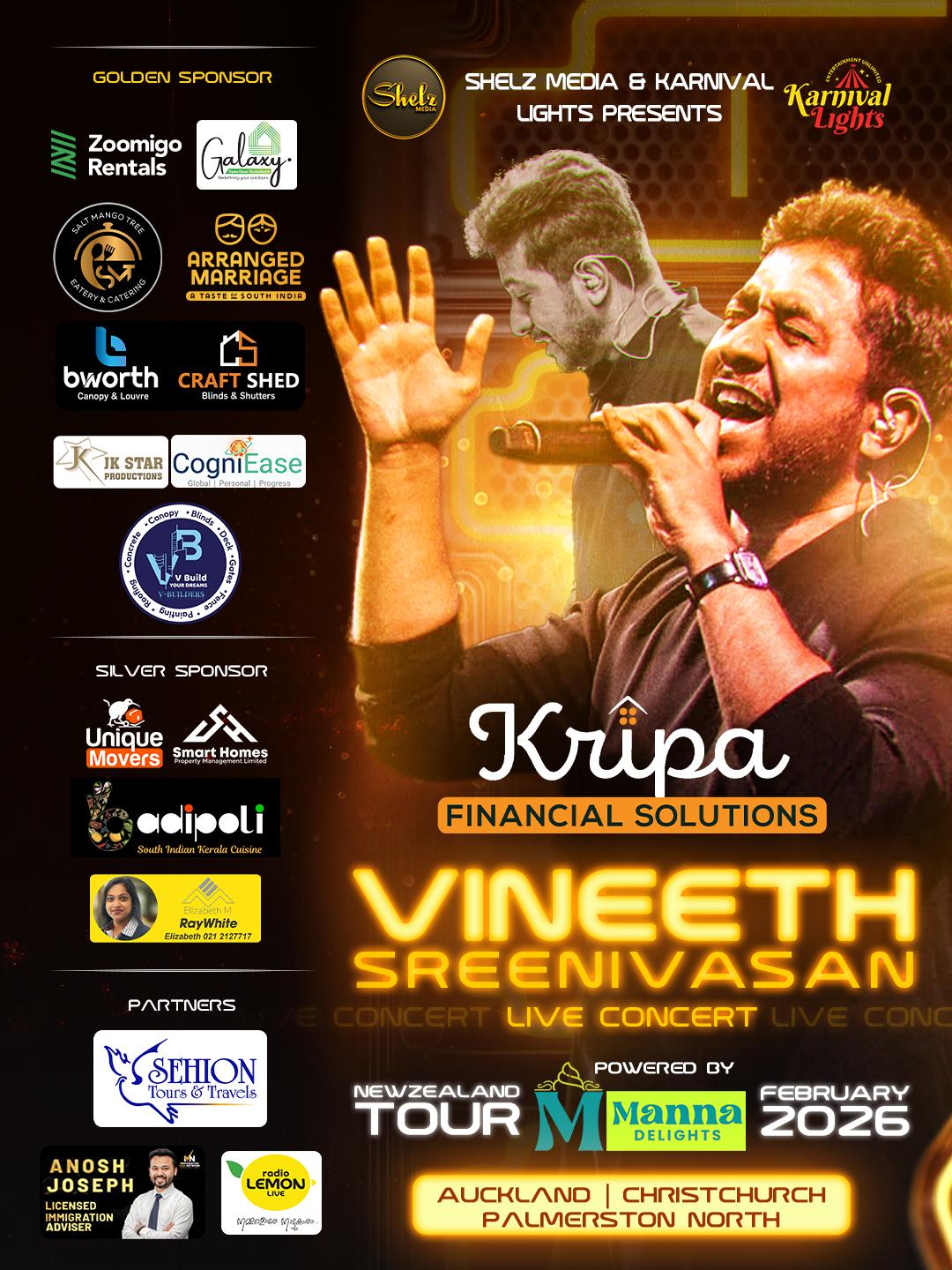 Sangamam 2025 New Zealand Tour Sponsors - Moksha Base and Shelz Media